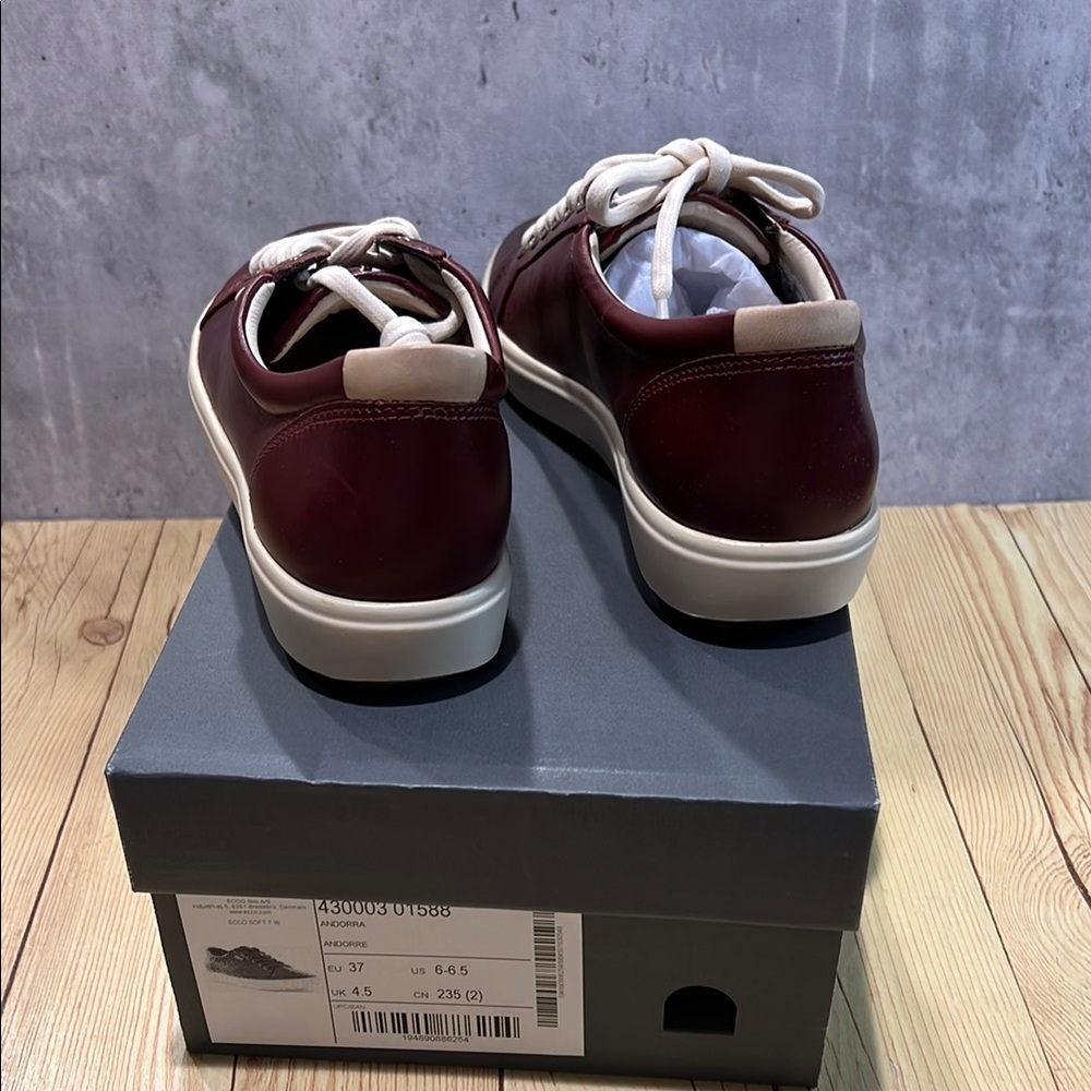 Women’s Burgundy Leather Sneakers - Picture 4 of 7